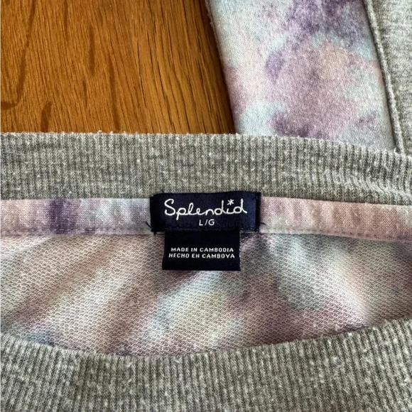 Splendid 2pc Loungewear Gray & Tie Dye - Size Large Size Large - Picture 4 of 4